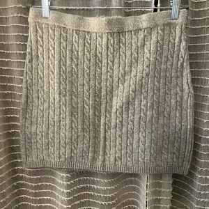 Mango Cable Knit Tan Mini Skirt